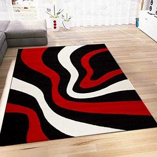 VIMODA Moderne Designer Teppiche Verschiedene Muster Lila Rot Grau Schwarz Weiss 80x150 cm