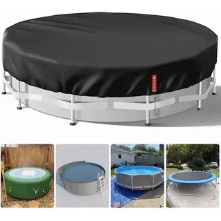 Runde Poolabdeckung 460 cm Schwarz mit Solartechnologie und Kordelzug - Schwarz