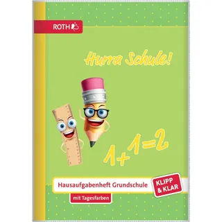 ROTH Hausaufgabenheft Hurra Schule Klipp & Klar liniert DIN A5 ohne Rand, 96 Blatt, 1 St.