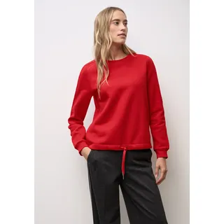 Sweatshirt STREET ONE, Damen, Gr. 38, rot (racing rot), Sweatware, 60% Baumwolle, 40% Polyester, unifarben, normal, Rundhals, Bündchen, Sweatshirts Sweatshirt, mit Tunnelzug am Saum