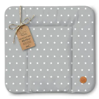 Totsy Baby Wickelauflage Wickelunterlage abwaschbar und wasserdicht 85x72 cm - Wickelmatte zum Auflegen auf Wickeltisch Wickelaufsatz Wickelkommode oder Waschmaschine changing mat 85 x 72 Sterne und Grau