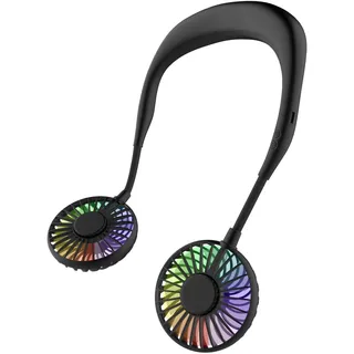 Nackenventilator, tragbarer Mini-USB-Ventilator, tragbarer Hals-Ventilator, wiederaufladbar, Luftkühler mit doppeltem Kopf, 3 Geschwindigkeitsstufen, für den Außenbereich, Camping, Büro