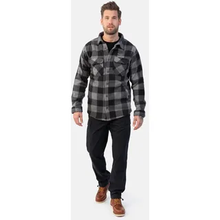 Fleecehemd HERO BY JOHN MEDOOX "HENDRIX Fleecehemd", Herren, Gr. XXL, US-Größen, schwarz (schwarz, grau check), Fleece, 100% Polyester, regular fit, Hemden, Regular Fit Casual Fleece für Herren