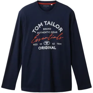 Tom Tailor Longsleeve mit Logo - Herren - Gr. XL - blau/print