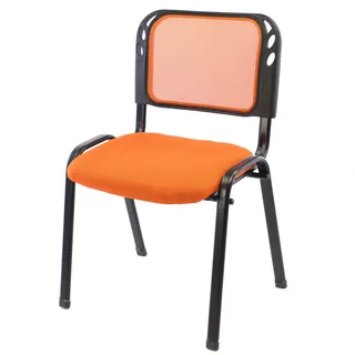 Nexos Trading Bürostuhl Konferenzstuhl Besucherstuhl orange gepolsterte Sitzfläche stapelbar 52,5 x 45 x 80 cm Stapelstuhl Metallrahmen schwarz