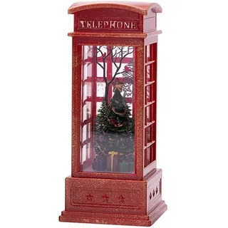 DKaony Weihnachts Schneekugel Laterne, Santa Telefonzelle Schneemann Familienszene Telefonzelle Weihnachtsbaumschmuck Glitzernde Wasserkugel Laternendekoration