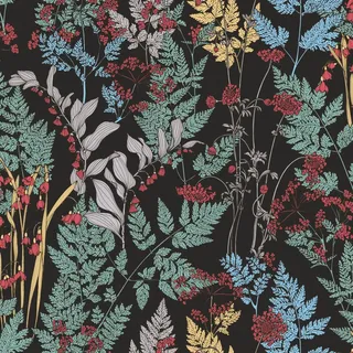 Bricoflor Schwarze Blumentapete Elegante Vliestapete mit Floralem Muster Ideal für Schlafzimmer im Art Deco Stil Moderne Wandtapete mit Blumen