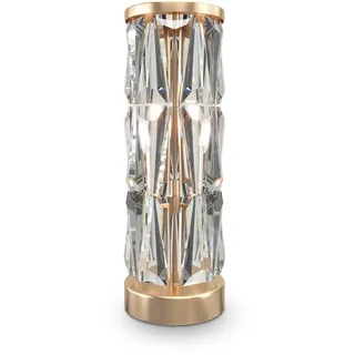 Tischlampe Kristall Metall H: 58 cm Ø 20 cm 2x E14 in Gold Art Déco Tischleuchte