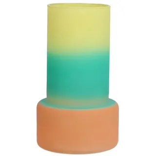 INNA-Glas Dekovase Glasvase NULAILA, gelb-türkis-Aprikose-matt, 17 cm, Ø 10 cm bunt
