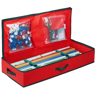 Relaxdays Geschenkpapier Aufbewahrungsbox 81 x 14,5 x 35 cm 1-tlg. rot