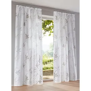 Kutti Vorhang Ösenschal Dandelion weiß, transparent, floral, Bedruckt, Store für Gardinenstangen 140 x 175 cm(1 Stück)