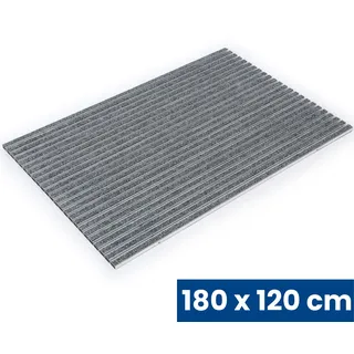 Aluminium-Schmutzfangmatte mit Teppicheinlage, 180 x 120 cm, grau