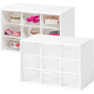 Meyagot 2pcs Schubladenbox, Schubladenschrank Mit 9 Schubladen, Schubfächern Klein Schübe Sortierkasten Desktop Aufbewahrung Organizer Kunststoff Aufbewahrungsbox Für Kosmetik Schmuck Schreibtisch
