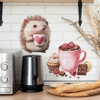 HGDESIGN® Wandtattoo Wandaufkleber Kaffee Zeit But First Coffee Eule Cappuccino Wandsticker Wanddeko für Küche Esszimmer (G)
