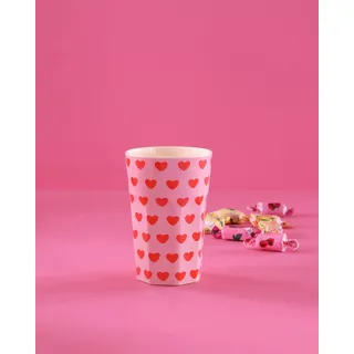 Rice Großer Melamin Becher Sweet Hearts, 13 cm
