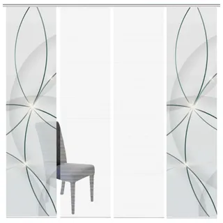 HOME WOHNIDEEN 94062 | 4er-Set Schiebegardine 'BLINKI', Digitaldruck auf Bambus-Optik, mit abstraktem Motiv, 260x60cm, Farbe: Rot und Türkis, Farbe:türkis