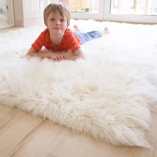Steffensmeier Flokati 1500 Teppich Natur Kult Shaggy Teppich Hochflor Langflor neu Neuseeland 100% Schurwolle, Größe: 140x200 cm