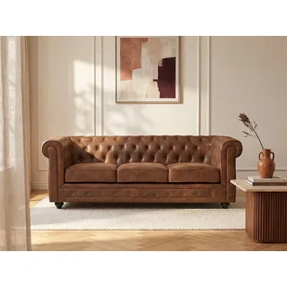 vente-unique Couch Mikrofaser 3-Sitzer Braun