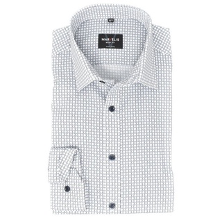 MARVELIS Businesshemd Businesshemd - Body Fit - Langarm - Muster - Braun/Blau blau|braun 41