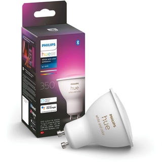 Philips Hue White & Color Ambiance GU10 Lampe Einzelpack, dimmbar, bis zu 16 Millionen Farben, steuerbar via App, kompatibel mit Amazon Alexa (Echo, Echo Dot)