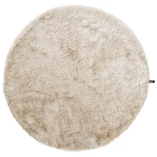 Hochflor-Teppich Whisper, benuta, rund, Höhe: 31 mm, Kunstfaser, Berber, Ethno-Style, Wohnzimmer beige|weiß Ø 80 cm x 80 cm x 80 cm x 31 mm