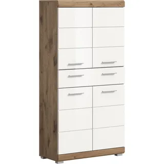 WELLTIME SIENA Halbhochschrank 74 x 141 x 31 cm Weiß/Beige MDF