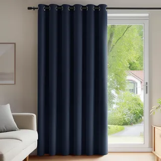 Deconovo Blickdicht Verdunklungsvorhänge mit Ösen Thermovorhang Kälteschutz Thermogardine Hitzeschutz Vorhang Tür Wärmeisolierend Raumteiler Türvorhang, 270x200 cm(HöhexBreite), Dunkelblau, 1 Stück