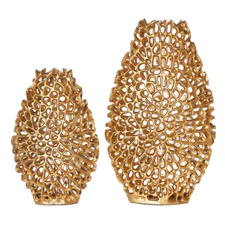 riess-ambiente Dekovase, Gold, Metall, Floral, Abstrakt, Organisch, 40 cm, Dekoration, Vasen, Metallvasen