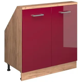 Vicco Rion 80 x 81,6 x 46 cm Rot Hochglanz/Goldkraft Eiche