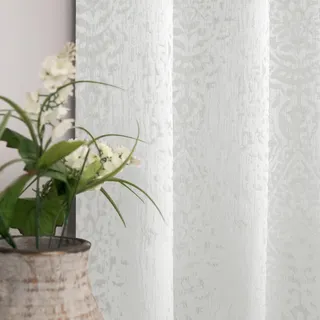 Cremefarbene Vorhänge, 213 cm lang, für Schlafzimmer, Ösen, Ton-in-Ton-Design, 3D-Jacquard-geprägt, Besticktes Damast, marokkanisches Muster, 50% Verdunkelungsvorhänge für Wohnzimmer, 213 cm Länge, 2