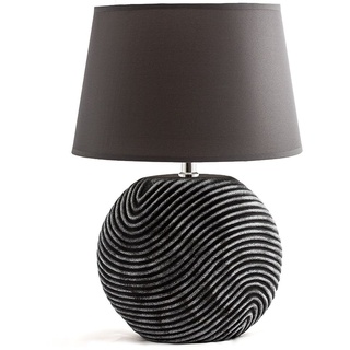BRUBAKER Tischlampe Nachttischlampe Anthrazit Grau, Keramikfuß in zweifarbigem, matten Finish - 38 cm Höhe