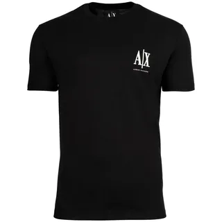 Armani Exchange AX ARMANI EXCHANGE Herren T-Shirt - Rundhals, Kurzarm, Logo Stickerei, Baumwolle Schwarz M