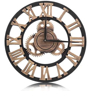 Cocoarm Große Vintage Wanduhr, Antiker Industrie-Stil, Römische Ziffern, Metallzeiger, Geräuschloses Uhrwerk, 30cm, für Wohnzimmer, Büro und Bar