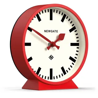 NEWGATE® M Mantel Railway kaminuhr | Modernes rundes Stationsuhr-Design | Rot | Zeitgenössischer Stil für Schreibtisch, Tisch, Regal oder Nachttisch