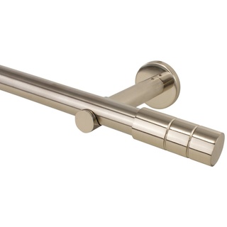iso-design Gardinenstange 25 mm aus Metall Endstück Jolly Farbe Edelstahl Wandmontage, Ø 25 mm, 1-läufig, Fixmaß, Metall, Rohr aus Edelstahl silberfarben Ø 25 mm x 140 cm
