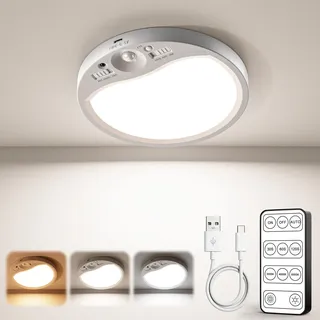 Tanbaby LED Deckenleuchte Aufladbar,Deckenlampe mit 8000mAh Batterie,Bewegungssensor und Fernbedienung,3000K/4000/6500K Dimmbar Magnetische Deckenleuchte ohne Bohren für Flur Bad Treppe Balkon Garage