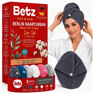 Betz Turban-Handtuch mit Knopf BERLIN Kopfhandtuch Haarturban, (2-St), mit Knopfverschluss grau