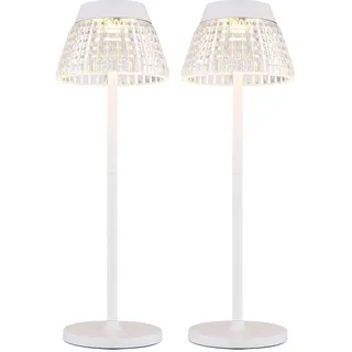 Tischleuchte Tischlampe weiß Wohnzimmerlampe Touchdimmer Akku Beistellleuchte, USB, LED 1W 80Lm warmweiß, DxH 13,5x38 cm, 2er Set