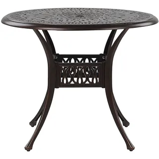 Beliani Gartentisch Ø 90 x 72 cm Dunkelbraun/Grau