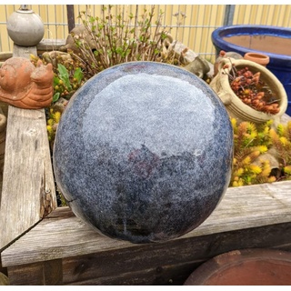 Generisch NEU !! Kugel ø ca. 20 cm aus frostfesten Steinzeug Keramik- anthrazit grau glänzend glasiert Deko Garten
