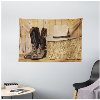 Wandteppich Wohnzimmer Schlafzimmer Wandtuch Seidiges Satin Wandteppich, Abakuhaus, rechteckig, Western Texas Snake Cowboy beige 150 cm x 100 cm