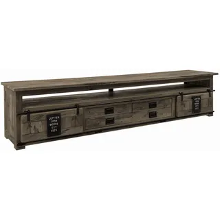 Loft industrial Stil TV-Board groß Echtholz Mango massiv Lowboard dunkel grau