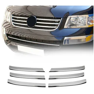 Omac Kühlergrill Leisten Grillleisten kompatibel mit VW Caravelle T5 Multivan 2003-2010 Chrom 6x