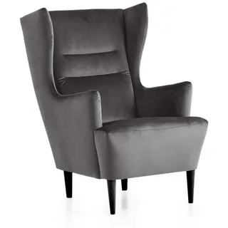 XDREAM Ohrensessel Olaf, Relaxsessel, Loungesessel, Cocktailsessel, Polstersessel (1-St), gepolstert, in Cord und weitere Stoffe, frei im Raum stellbar grau