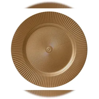 Christmas Decorations Dekoteller 33cm Kunststoff mit Rillen Platzteller Tischdeko Unterteller Weihnachten Hochzeit Jubiläum Weihnachtsteller Weihnachtsdeko Gold