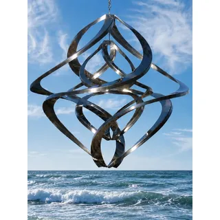 POMMERNTRAUM ® | Edelstahlwindspiel XL Windspiel Edelstahl Winddancer Double-Twister Twister Garten Kunst Gartendekoration Unruhe ROSTFREI