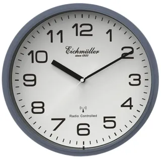 Eichmüller Wanduhr blau Funkuhr für Küche Diele Wohnzimmer 30cm 34336