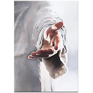 ZHONGYUTONG Jesus Leinwand Kunstdruck Gib mir deine Hand Christliche Poster Religiöse Bilder Gemälde für Schlafzimmer Wohnzimmer Büro Küche Dekoration (40x60cm, Kein Rahmen)