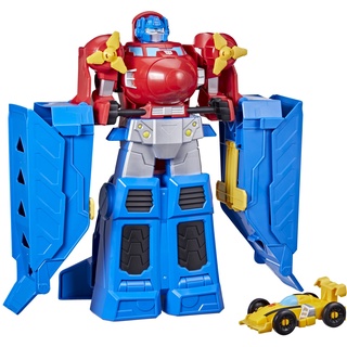 Transformers Spielzeuge Optimus Prime Jumbo Jet Flitzer Spielset mit 11 cm großer Bumblebee Figur, ab 3 Jahren, 38 cm