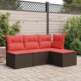 Gartenhocker Mit Kissen Braun 55x55x37 Cm Poly Rattan